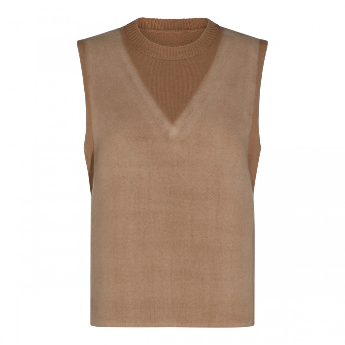 CAMEL VIRGIN WOOL FUSE VEST...