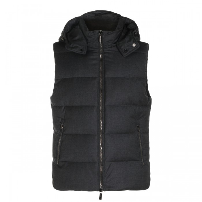 BLACK WOOL DOWN JACKET