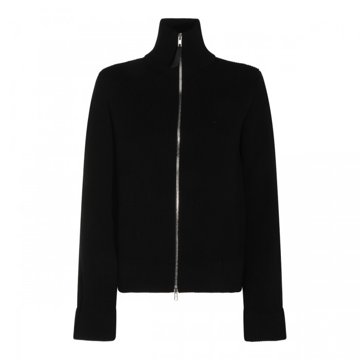 BLACK WOOL AND COTTON BLEND...