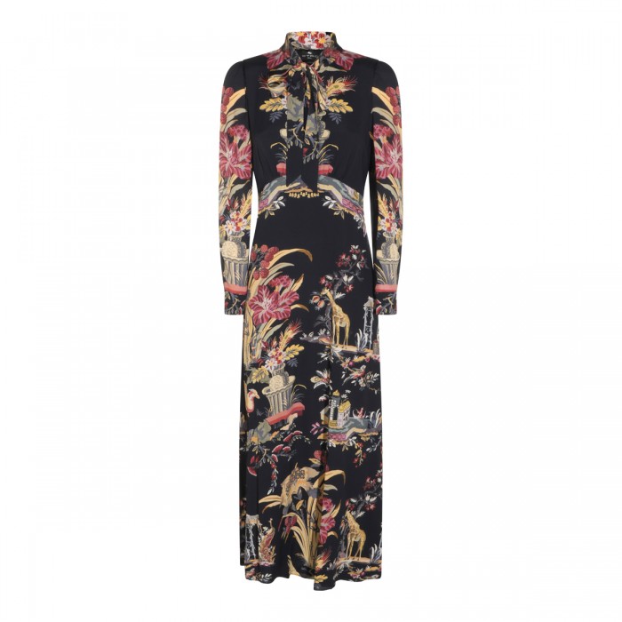 BLACK AND BORDEAUX LONG DRESS