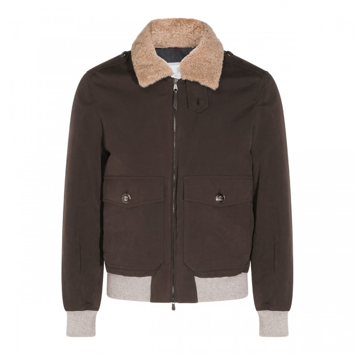 BROWN COTTON SHEARLING DOWN...