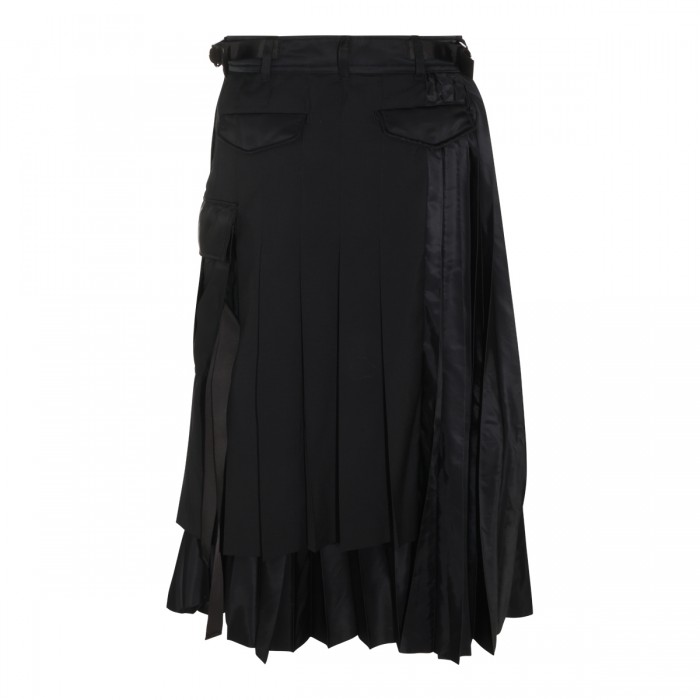 BLACK WOOL BLEND TWILL LONG... 2