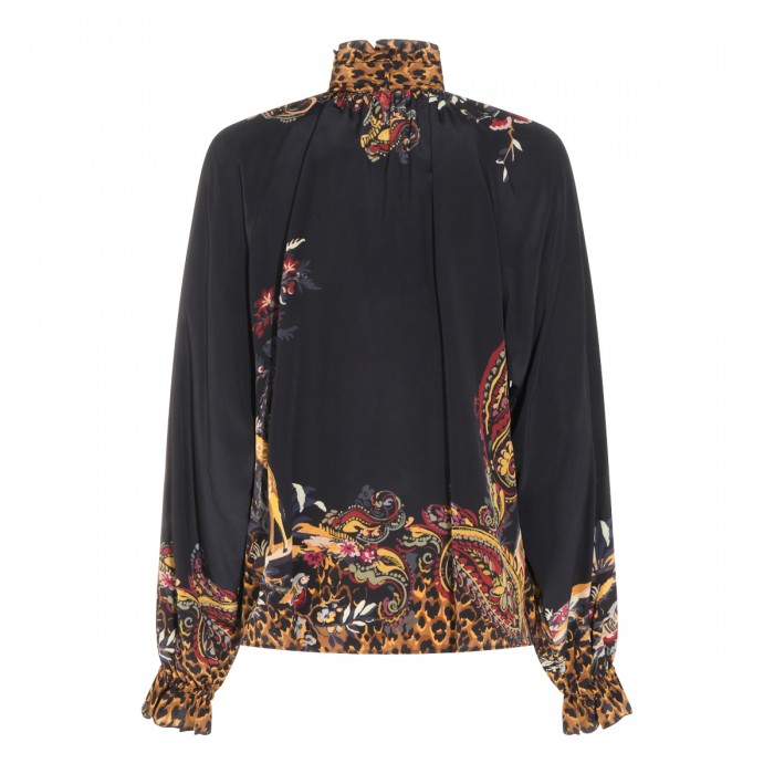 BLACK AND BORDEAUX SILK SHIRT 2
