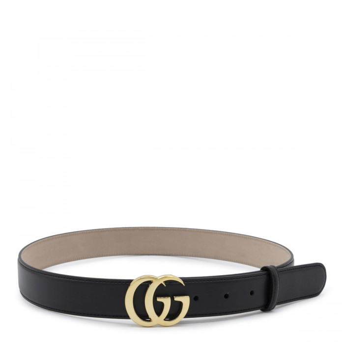 BLACK LEATHER GG MARMONT BELT