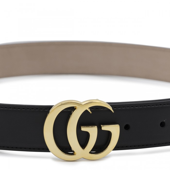 BLACK LEATHER GG MARMONT BELT 2