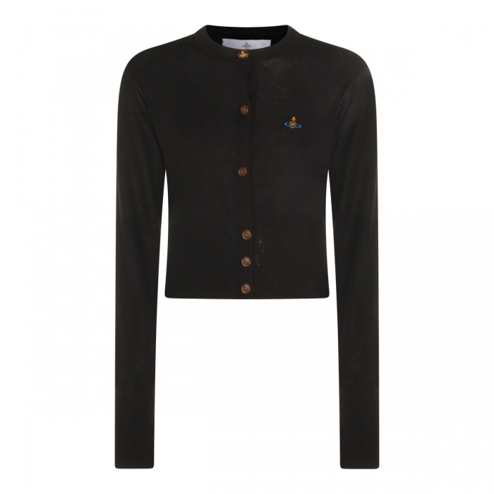 BLACK WOOL CROPPED CARDIGAN
