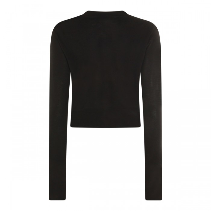 BLACK WOOL CROPPED CARDIGAN 2