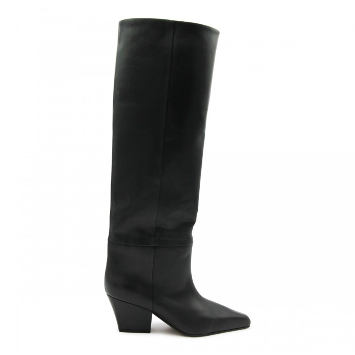 BLACK LEATHER JANE BOOTS