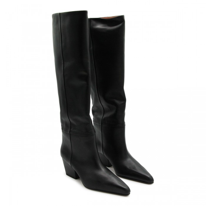 BLACK LEATHER JANE BOOTS 2