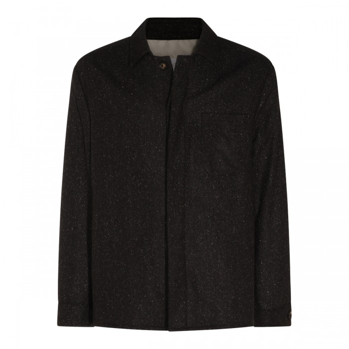 DARK BROWN WOOL CASUAL JACKET