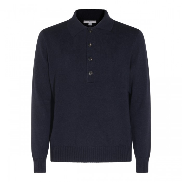 DARK BLUE CASHMERE POLO SHIRT