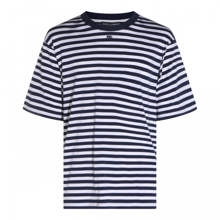 BLUE AND WHITE COTTON T-SHIRT