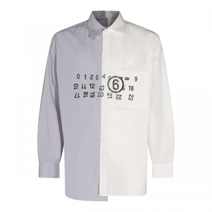 WHITE AND GREY COTTON SHIRT