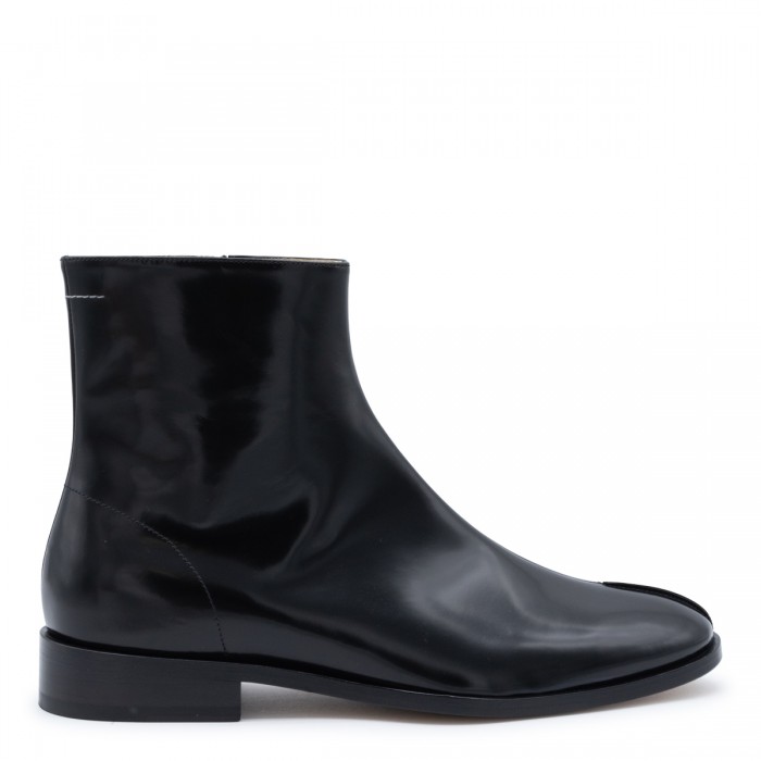 BLACK LEATHER ANKLE BOOTS