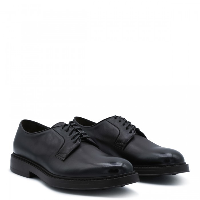 BLACK LEATHER LACE UP SHOES 2
