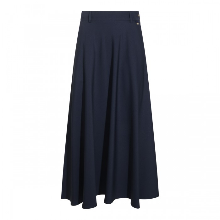 DARK BLUE LONG PLEATED SKIRT