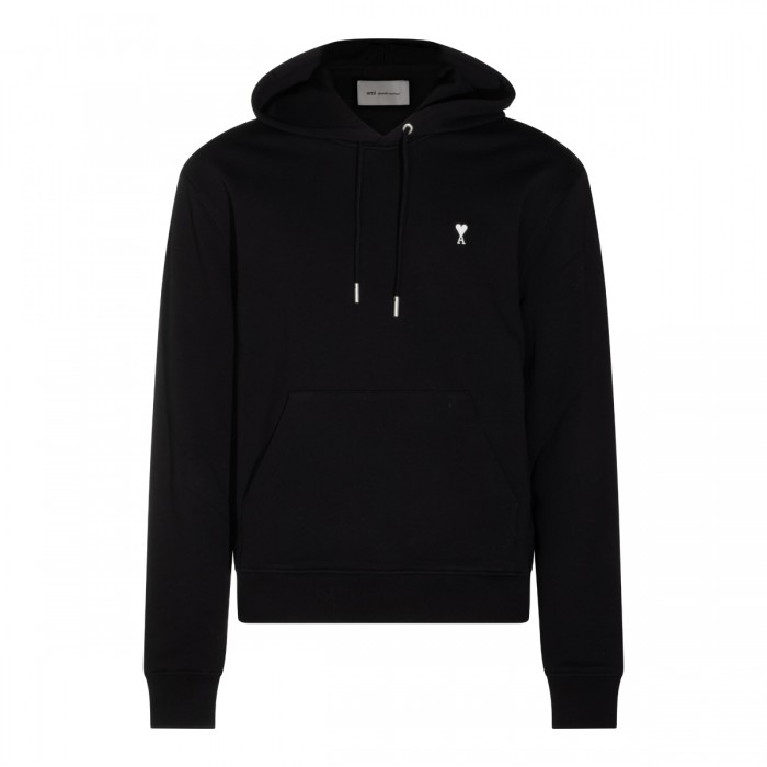 BLACK COTTON HOODIE SWEATSHIRT