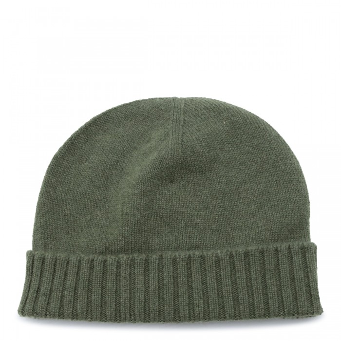 DARK GREEN WOOL BEANIE 2