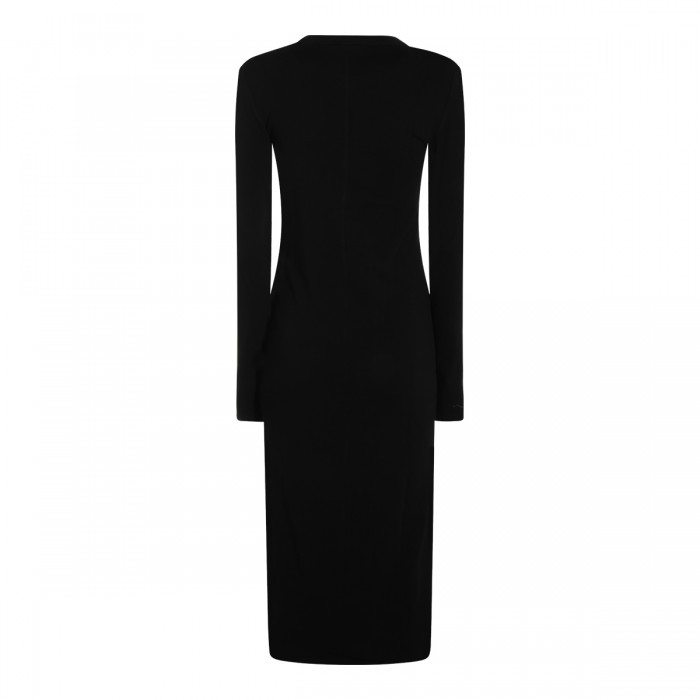 BLACK STRETCH LONG DRESS 2