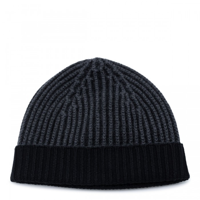 BLUE WOOL KNITTED BEANIE