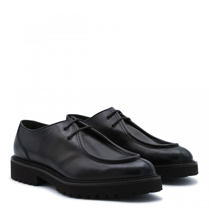 BLACK LEATHER LACE UP SHOES 2