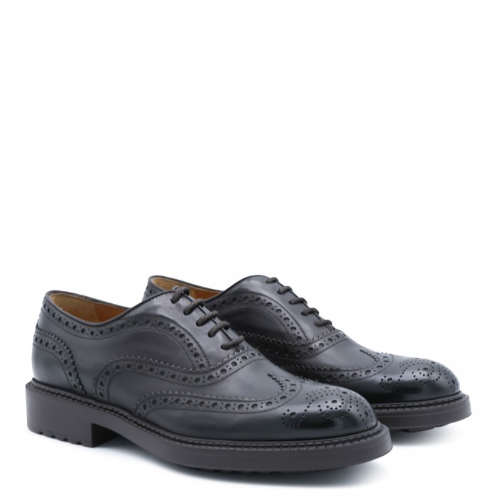BLACK LEATHER LACE UP SHOES 2