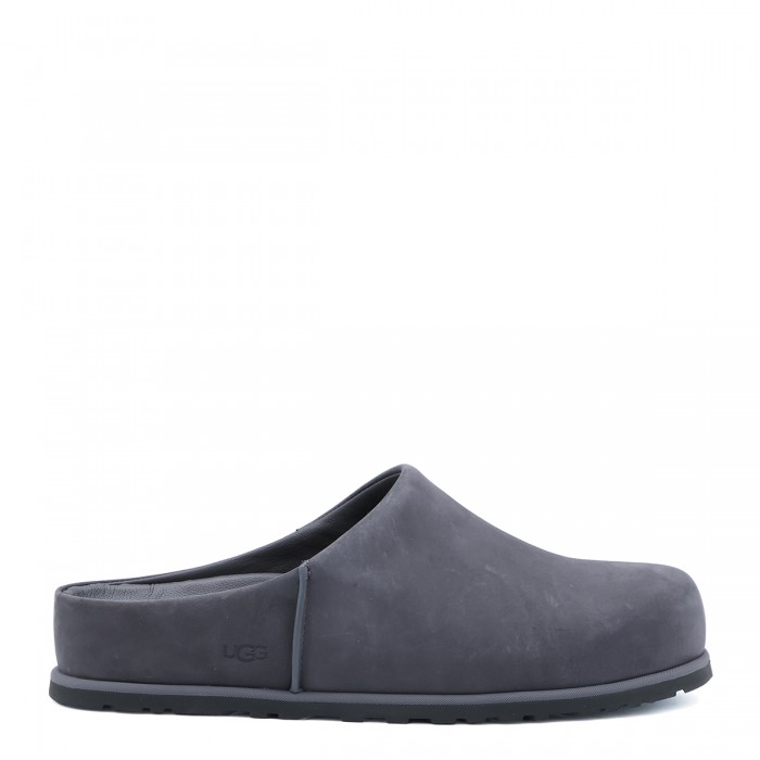 DARK GREY LEATHER OTZO CLOGS