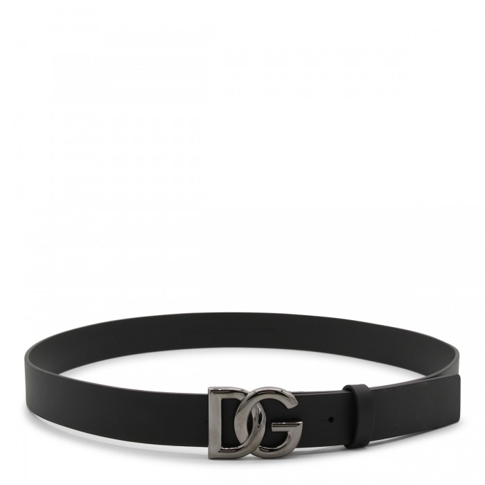 BLACK AND SILVER LEATHER BELT