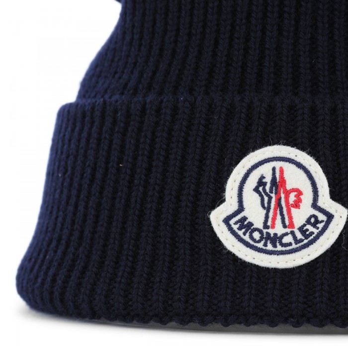 NAVY VIRGIN WOOL BEANIE 2