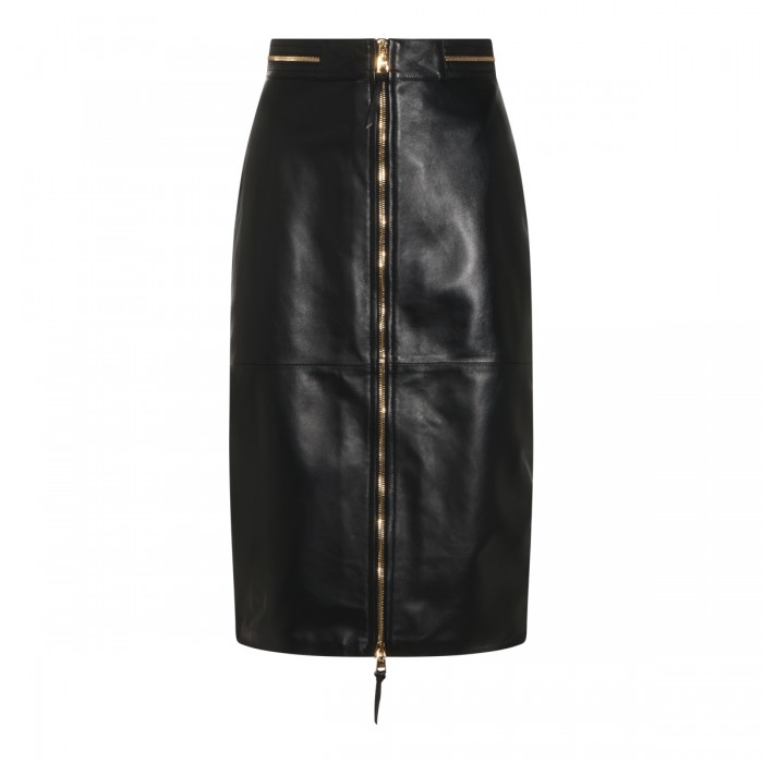 BLACK LEATHER PENCIL SKIRT