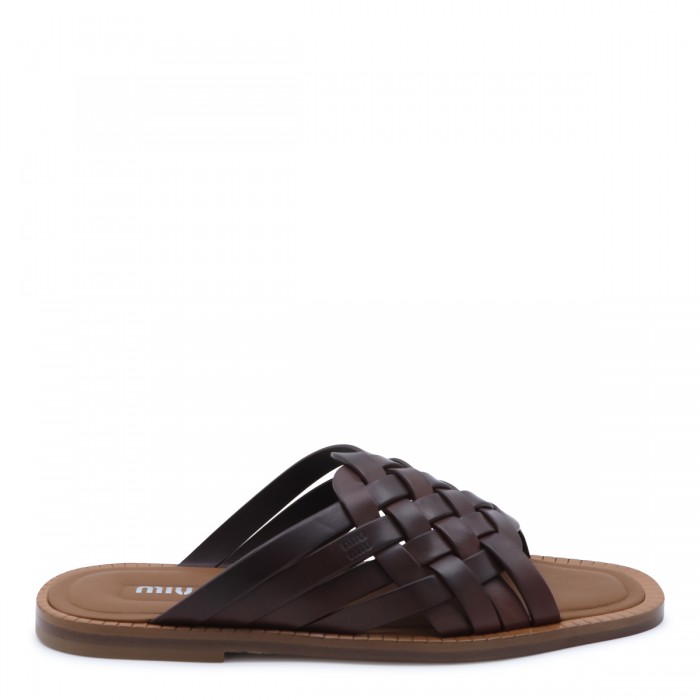 COFFEE LEATHER SANDALS