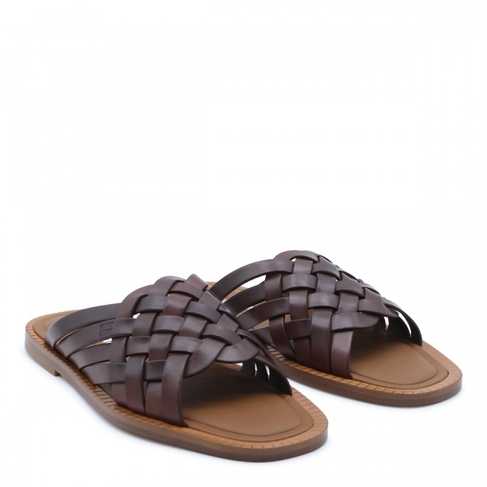 COFFEE LEATHER SANDALS 2
