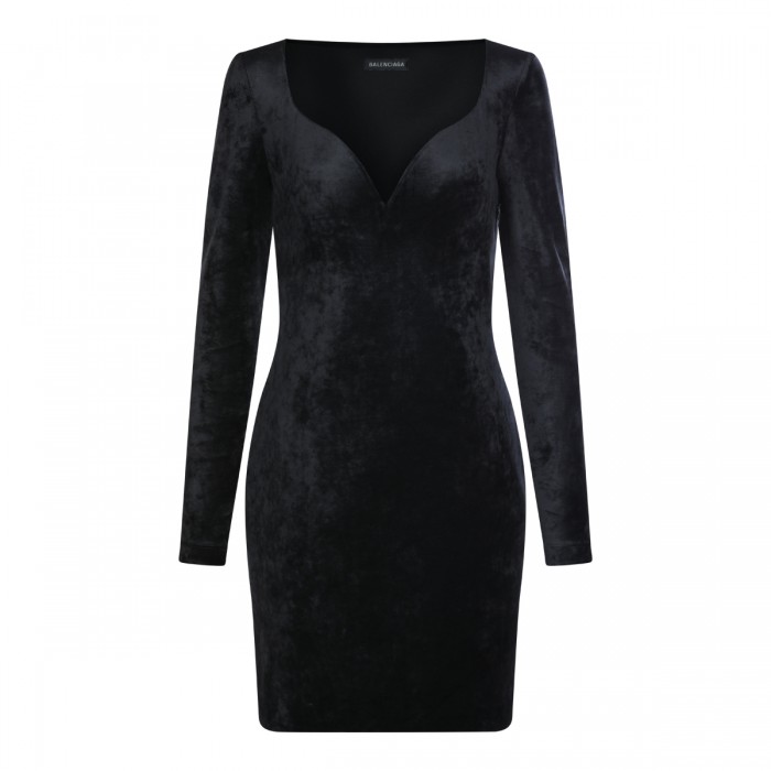 BLACK VISCOSE MINI DRESS