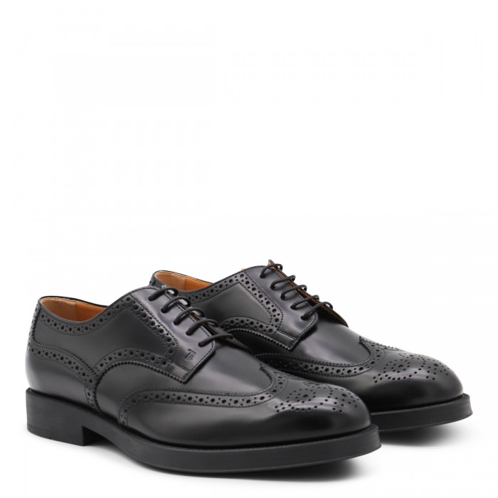 BLACK LEATHER LACE UP SHOES 2