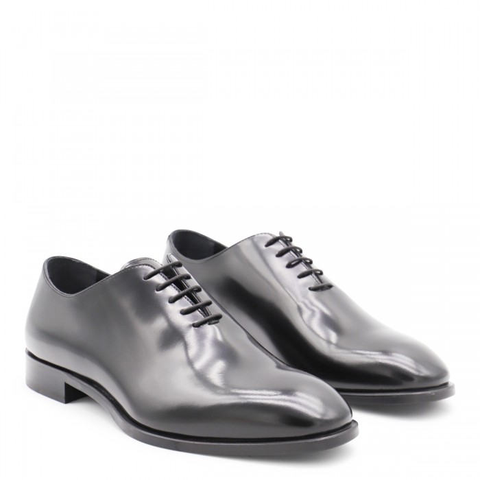 BLACK LEATHER LACE UP SHOES 2