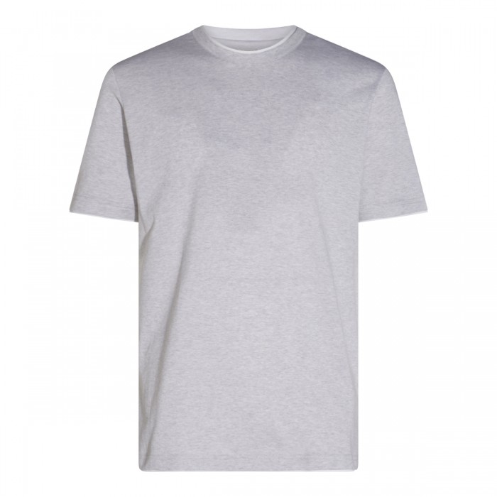 GREY AND WHITE COTTON T-SHIRT