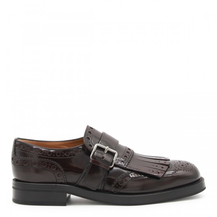 BURGUNDY LEATHER MONK...