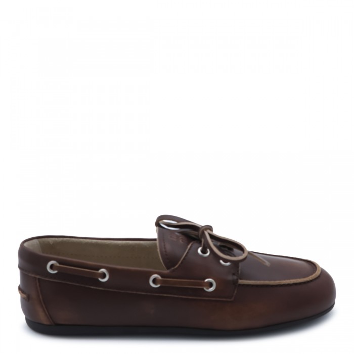 BROWN LEATHER DECK LOAFERS