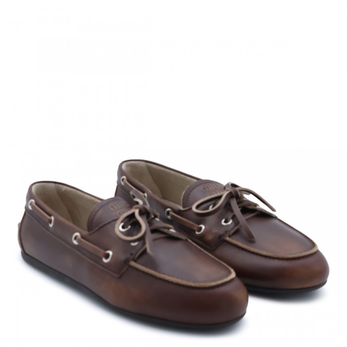 BROWN LEATHER DECK LOAFERS 2