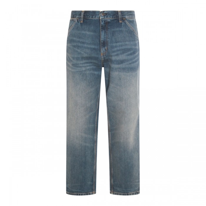 BLUE WORN USED WASH COTTON...