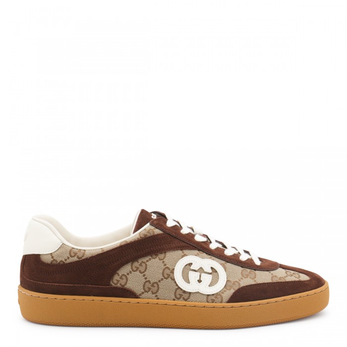BEIGE AND BROWN LEATHER...