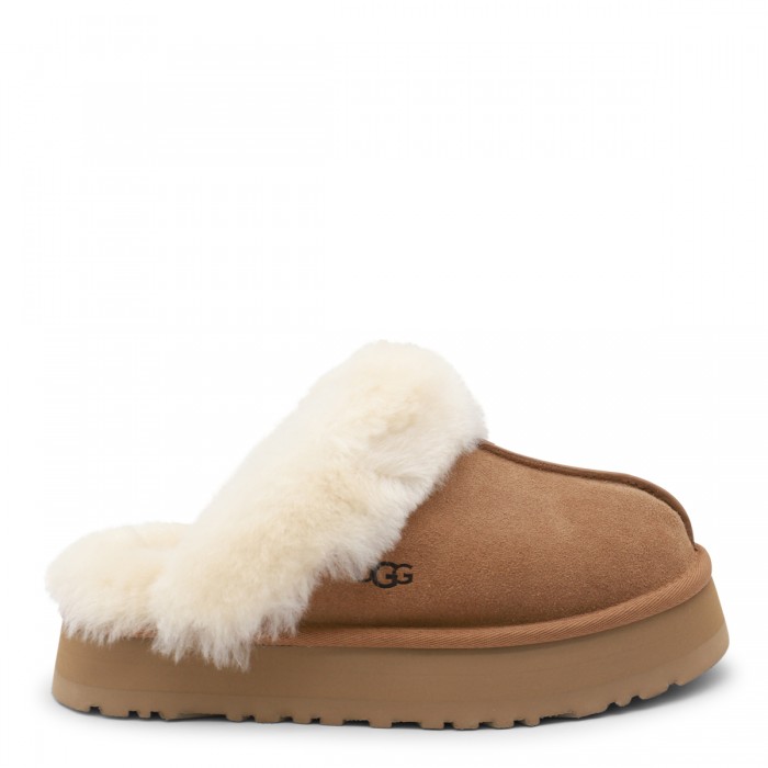BEIGE SUEDE DISQUETTE FLATS