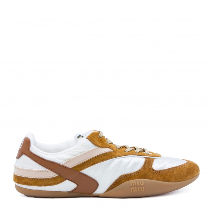 WHITE AND BROWN SUEDE SNEAKERS