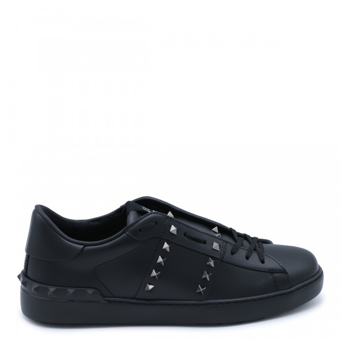 BLACK LEATHER ROCKSTUD...