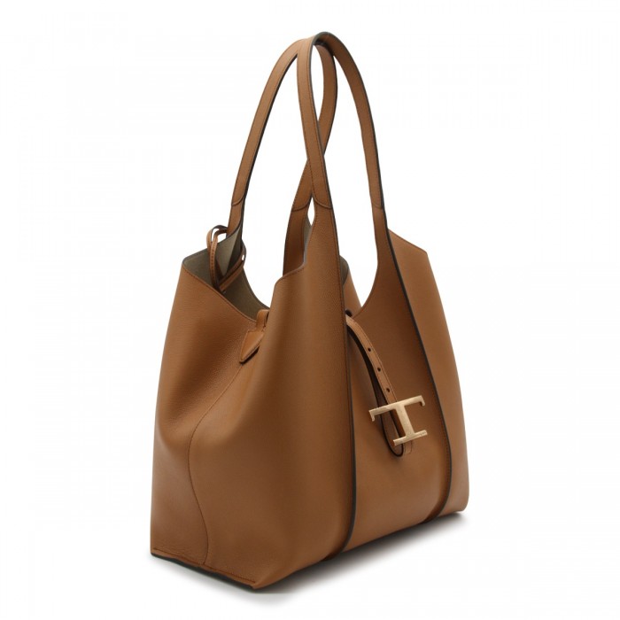 BROWN LEATHER KENIA TOTE BAG 2