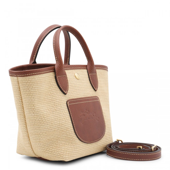 BEIGE AND BROWN RAFFIA LE... 2