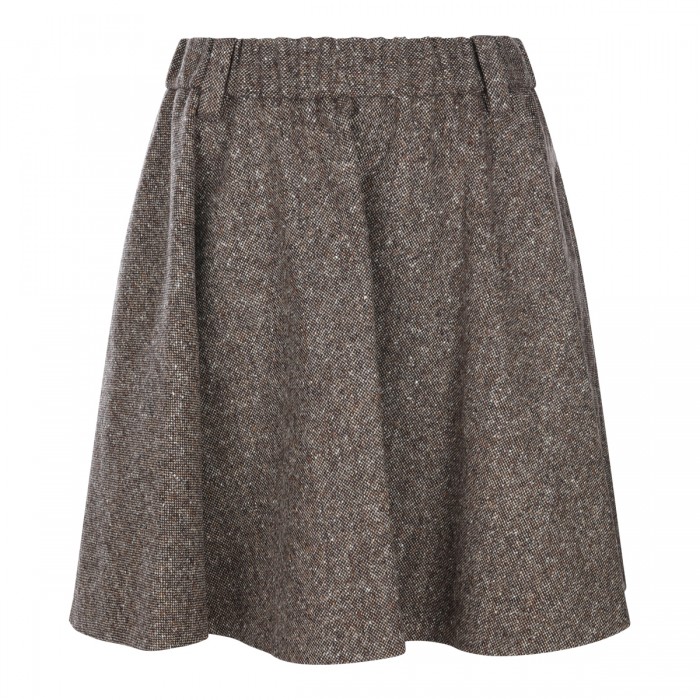 BROWN TWEED VIRGIN WOOL SKIRT