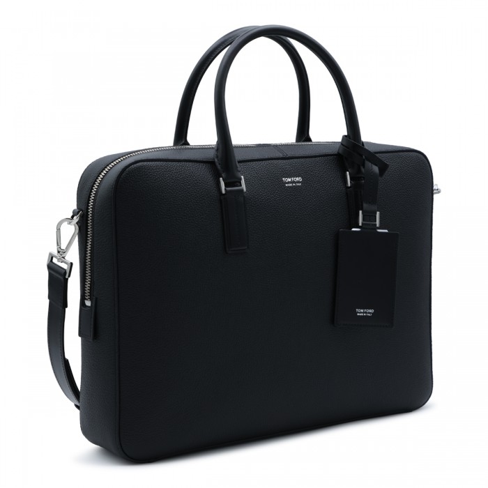 BLACK LEATHER TOP HANDLE BAG 2
