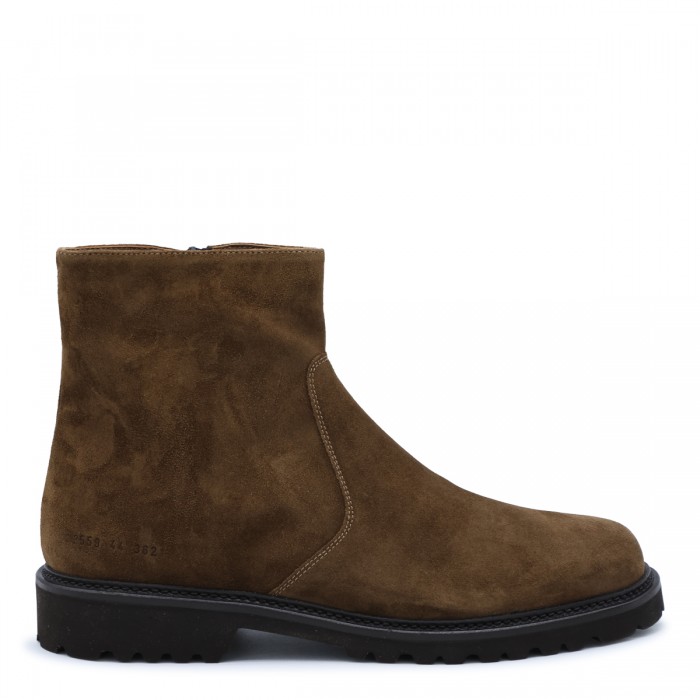 BROWN SUEDE PUMA ZIPPED BOOTS