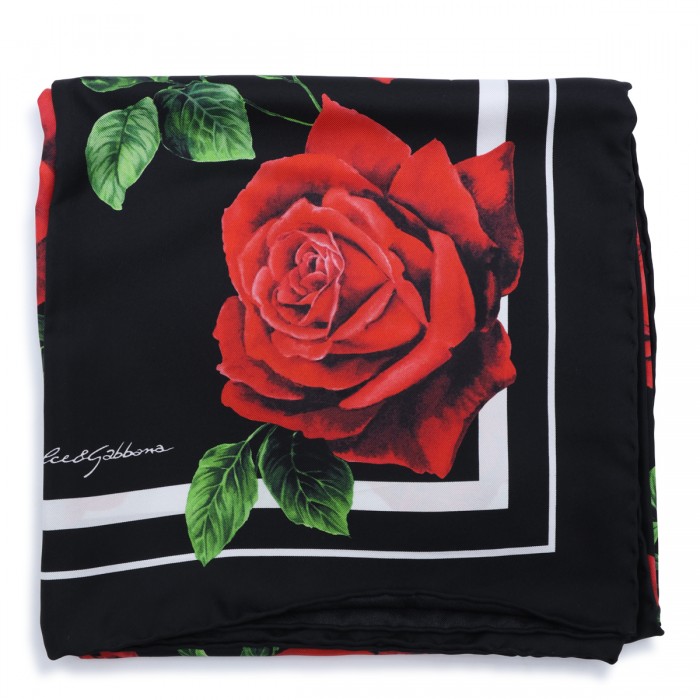 MULTICOLOR SILK ROSES SCARF